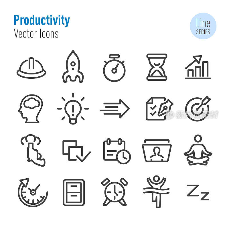 Productivity Icons Set - Vector Line Series